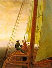 Sailing Canvas Paintings - On board a Sailing Ship